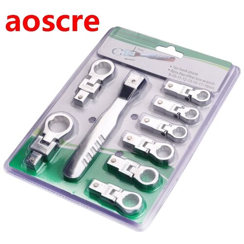 9 Pcs Oscillating Wrench 180° Oscillating Head Interchangea