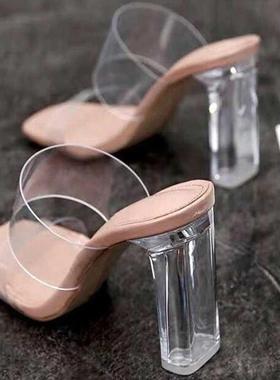 Summer Women Pumps Sandals PVC Jelly Slippers Open Toe High