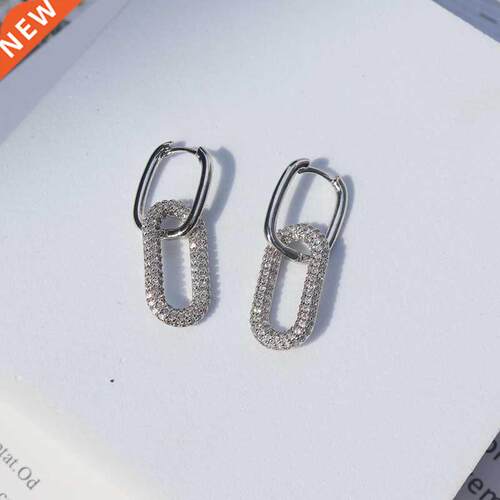 1 Pair fashion gold geometric Oval Rectangle hoop earrings t