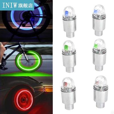 2 Pcs Bike Wheel LED Flash Lamp Firefly Effect Tyre Valve Ca