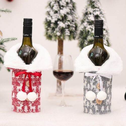 2022 New Year Gift Xmas Santa Wine Bottle Dust Cover Noel Ch