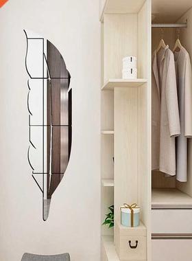 Feather Shape 3D Home Office Mirror Effect Paster Wall Stick