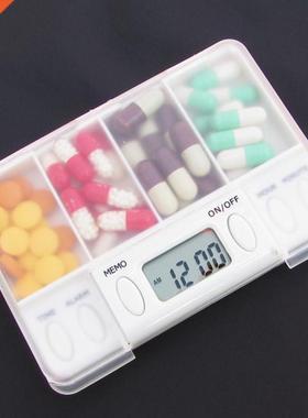 4 Grid Pill Box Medicine Storage Box Electronic Timing Remin