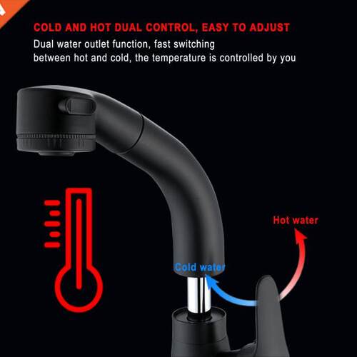 Kitchen Faucet Deck Mounted Stainless Steel Pull Out 360 Deg