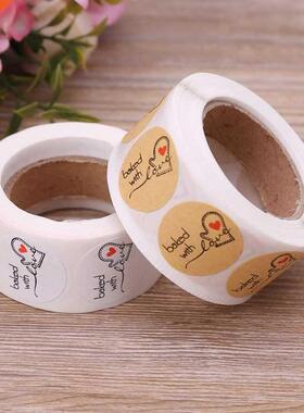 500pcs Baked With Love Round Adhesive Label Sealing Stickers