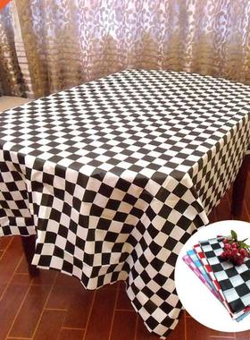 1pc Disposable Tablecloth Racing Flags Black And White Grid