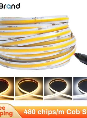 DC12V/24V COB LED Strip 5M/roll 8mm Outdoor Waterproof IP65