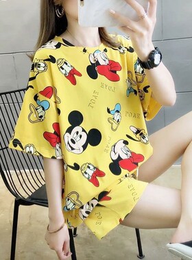 Summer Cotton Pajamas Women's Short Sleeve Tshirts Shorts Sp