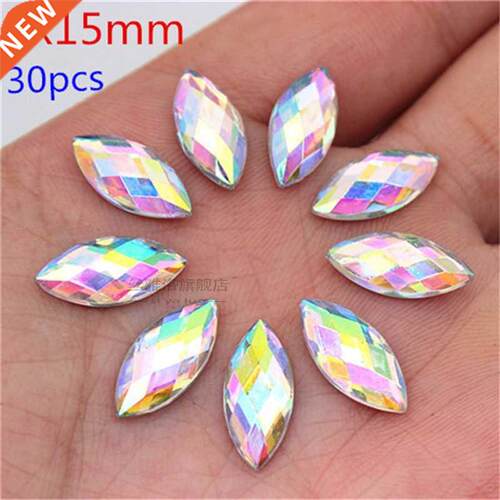 Mix 6 Size 600pcs Acrylic Rhinestones Eye Shape Crystal AB F