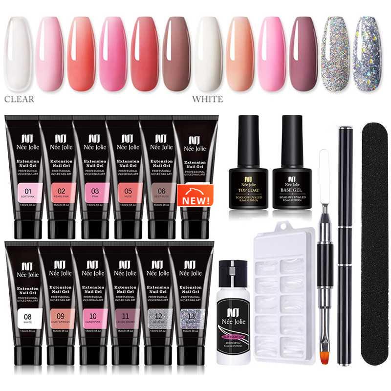 Nail Gel Set 6W LED Lamp Full Manicure Kit Quick Extension N