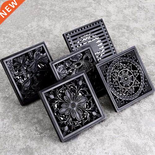 10*10 Black Square Brass Shower Drain Strainer Floor Cover B
