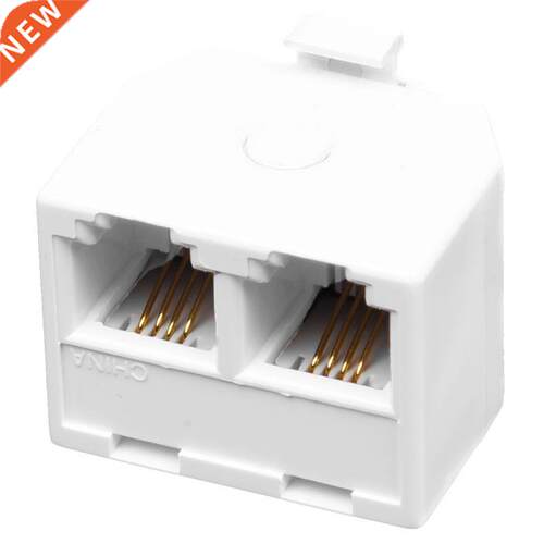 2-Way 6P4C RJ11 Modular Phone Telephone Wall Adapter and Spl