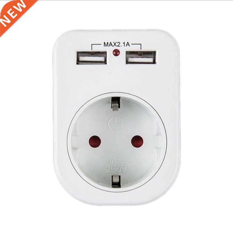 EU Standard Conversion Plug with Dual USB，Socket Extension
