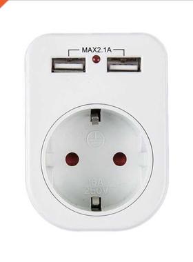 EU Standard Conversion Plug with Dual USB，Socket Extension