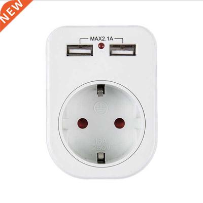 EU Standard Conversion Plug with Dual USB，Socket Extension