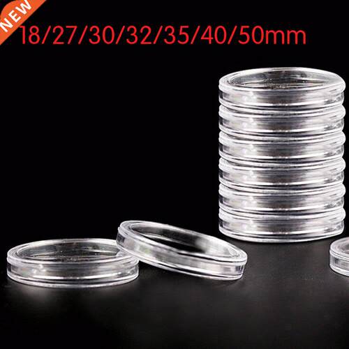 10Pcs/Box Coin Box Clear 18-40mm Round Boxed Holder Plastic