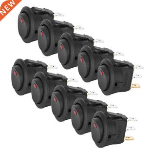 10PCS SPST Round Rocker Switch DC 12V 20A 3 Pin On/Off Push