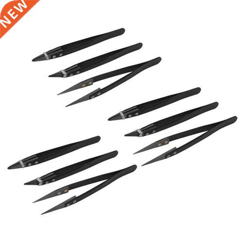 Black Ceramic Tweezers Set - Antistatic,Anticorrosion,Antima