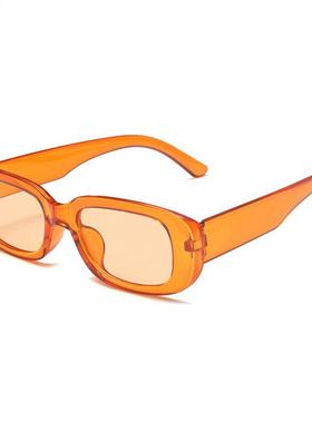 Small Square Sunglasses Women Plastic Frame Orange Gradient