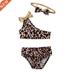 New Fashion 3pcs Kids Baby Girls Swimwear Print Leopard Biki