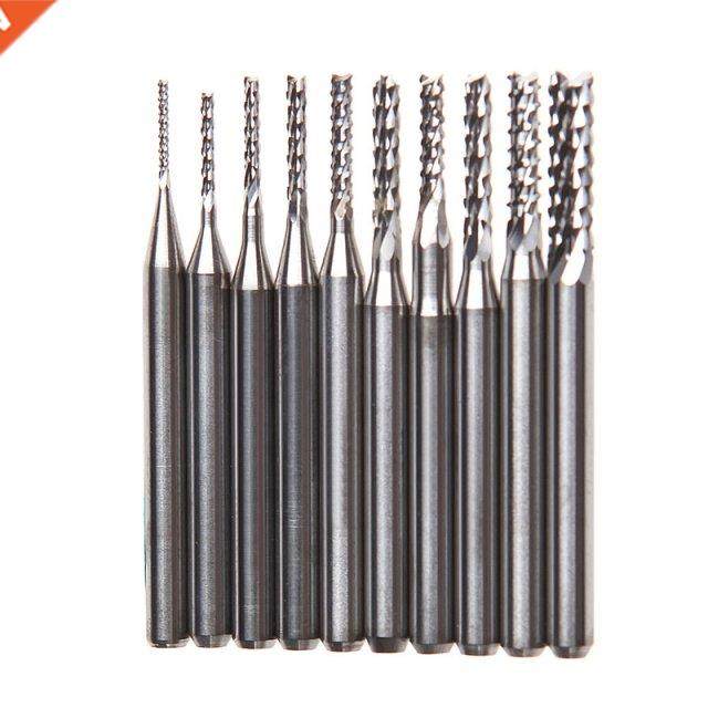 10Pcs/set 1/8'' 0.8-3.175mm PCB Twist Drill Bit Set - 实物图