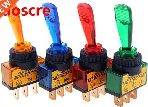 4PCS Automotive Toggle Switch  Pin ON-OFF with lamp DC 12V