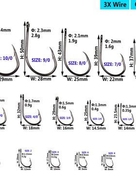 1Pack 3X Faultless O'shaughnessy Fishing Hook Barbed Sharp T