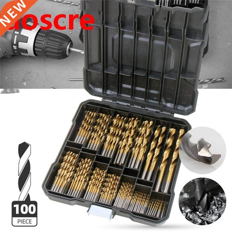 100Pcs HSS Metal Drills Titanium Metric Metal Drill Bits Set
