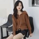 To zipper cape large lapel sweater cardigan women