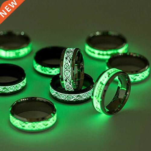 Fashion Luminous Dragon Ring Love Heart Retro Stainless Stee