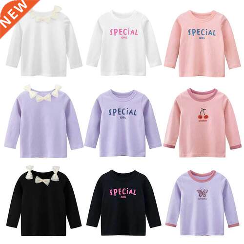 Kids T-shirt Children Grils Boys Long Sleeves White Tees Bab