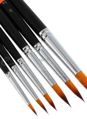 6 Round Pointed Tip Paint Brushes For Artist Oil Painting Wa
