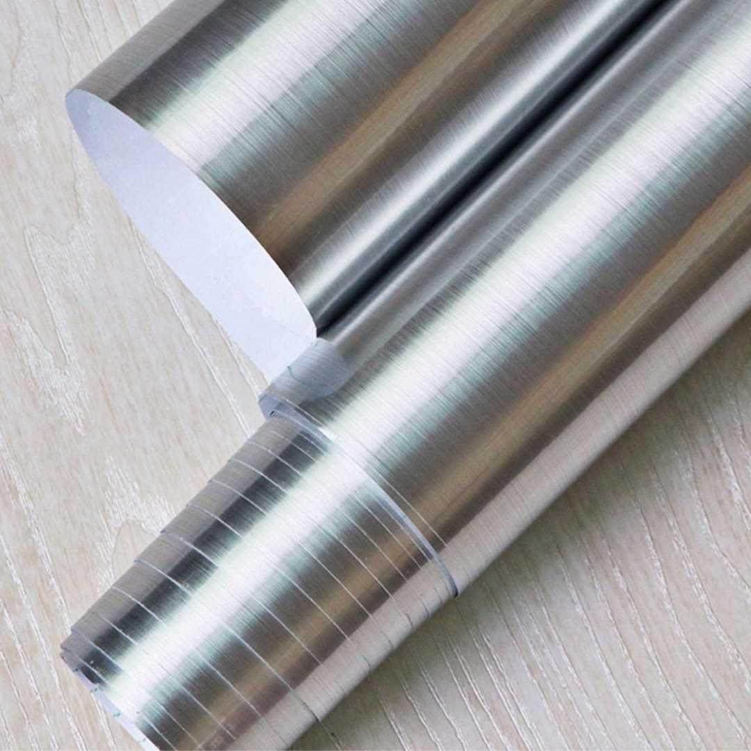 60cm X 3M Gold Silver Brushed Metal Texture Contact Paper Fi