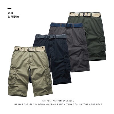 Washed shorts Loose-fitting sportswear pants Men's multi-poc