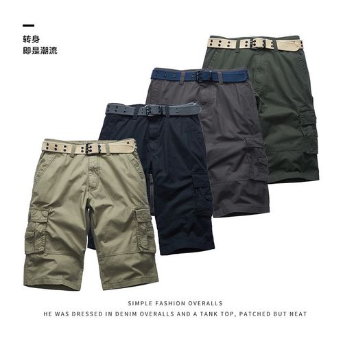 Washed shorts Loose-fitting sportswear pants Men's multi-poc