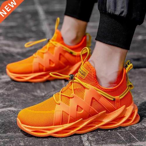 Hot Orange Men Sneakers Big Size Unisex Mesh Breathable Casu
