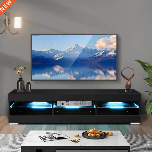 57 inch RGB TV Unit Cabinet With Glass Shelf Remote Control