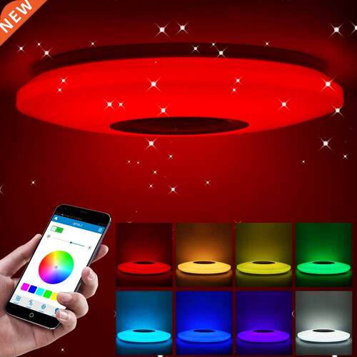 Music Led Ceiling Light Lamp 36-60W RGB Embedded Mount Round