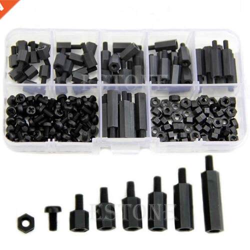 M3 Nylon Blck Hex M-F Spcers/ Screws/ Nuts ssorted Kit, S