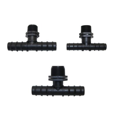 DN16 DN20 1/2 Inch 3/4 Inch Male Thread Barbed Tee Connector
