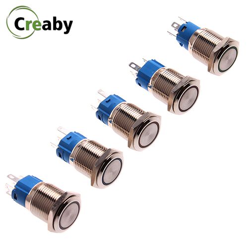16mm Latching Metal Button Switch Ring LED Light ON OFF 2Po