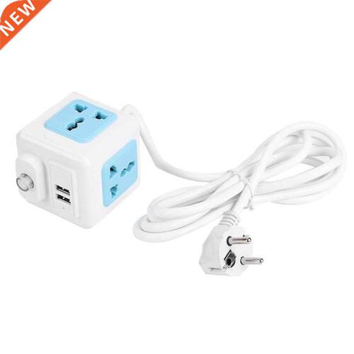 EU Plug Socket 4 Outlet 2 USB Charging Port Home Multifuncti