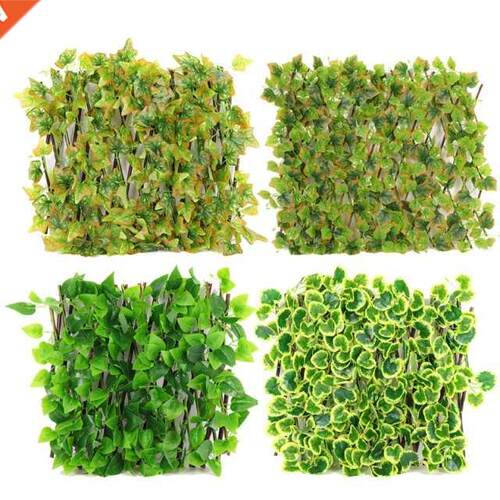 Green Vines Wooden Expandable Faux Privacy Fence Artificial