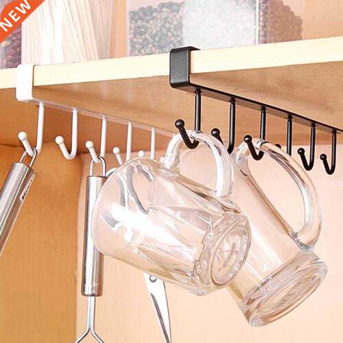 U Type Design 6 Hook Rack Bathroom Kitchen Organizer Seamle