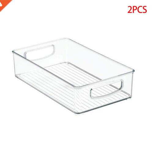 2 Pieces Refrigerator Storage Box Clear Kitchen Cabinet Draw