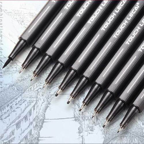 10Pcs/set Pigt Liner Micron Ink Marker Pen 0.05 0.1 0.2 0.