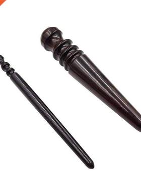 2 Pcs Leathercraft Slicker Round Burnisher , Ebony Wood Leat