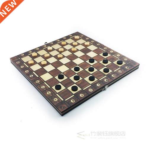 Super Magnetic Wooden Chess Backgammon Checkers 3 in 1 Chess