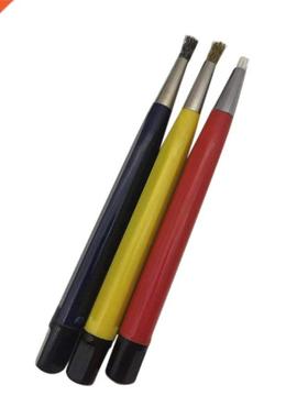 3PCS Fberglass Brass Steel Scratch Brush Clean Pen Rust Dr