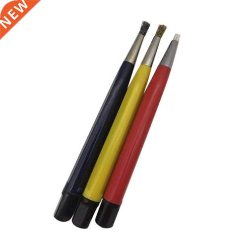 3PCS Fberglass Brass Steel Scratch Brush Clean Pen Rust Dr